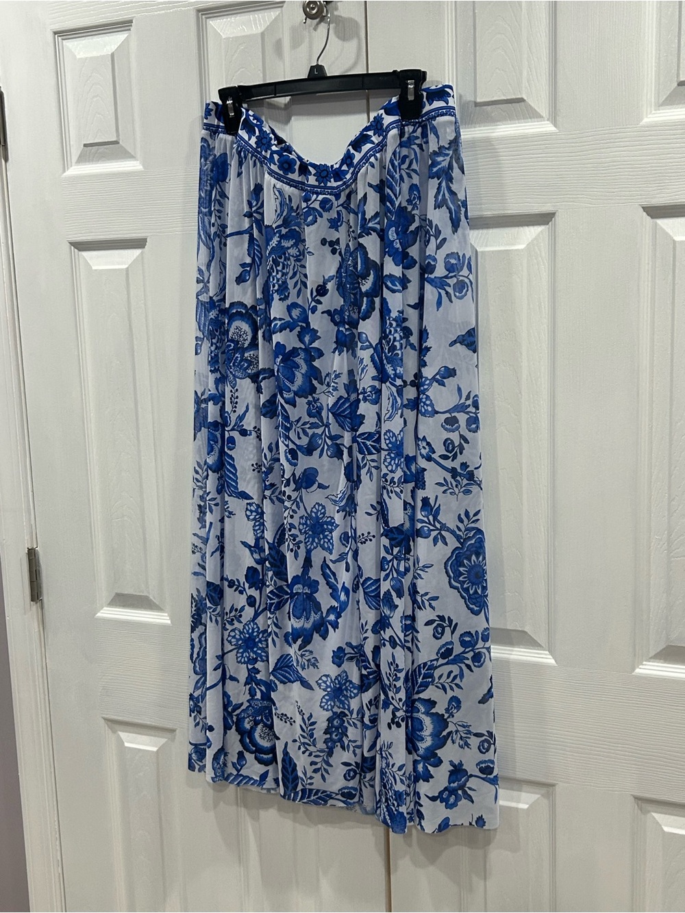 BloomChic Blue and White Floral One-Piece Swimsuit and skirt - Picture 3 of 5